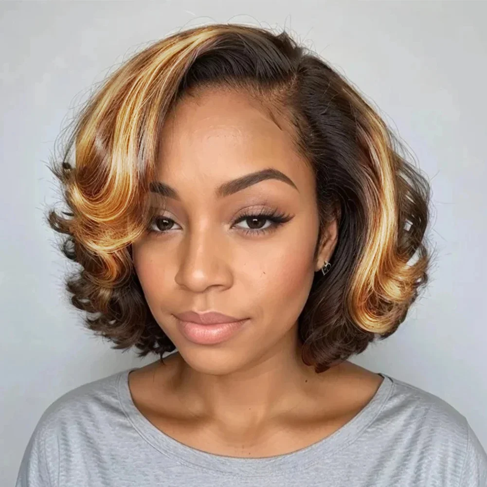 

Прямой короткий парик Боб 13x4 Парики Боб на шнуровке спереди Бразильский парик из человеческих волос для женщин Короткие пикси