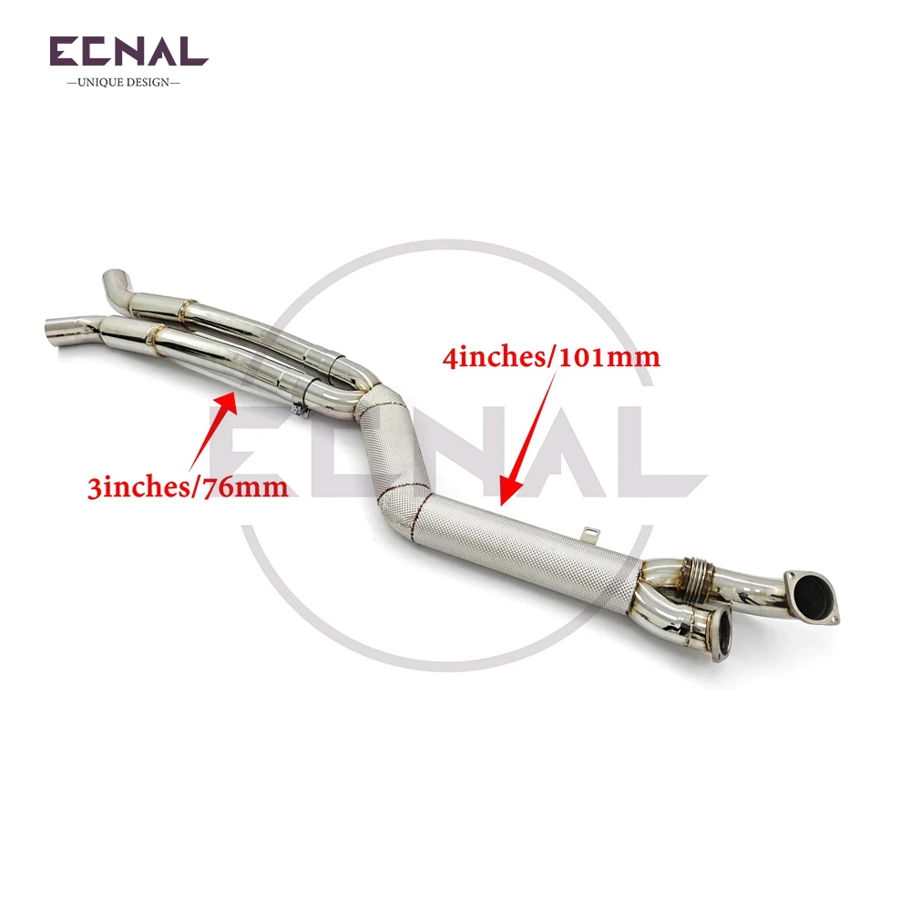 

Ecnal Exhaust 101mm/4inches Mid Pipe with Resonators SS304 Exhaust Middle-pipe System for BMW G80 M3 G82 M4 G87 M2 S58 3.0T