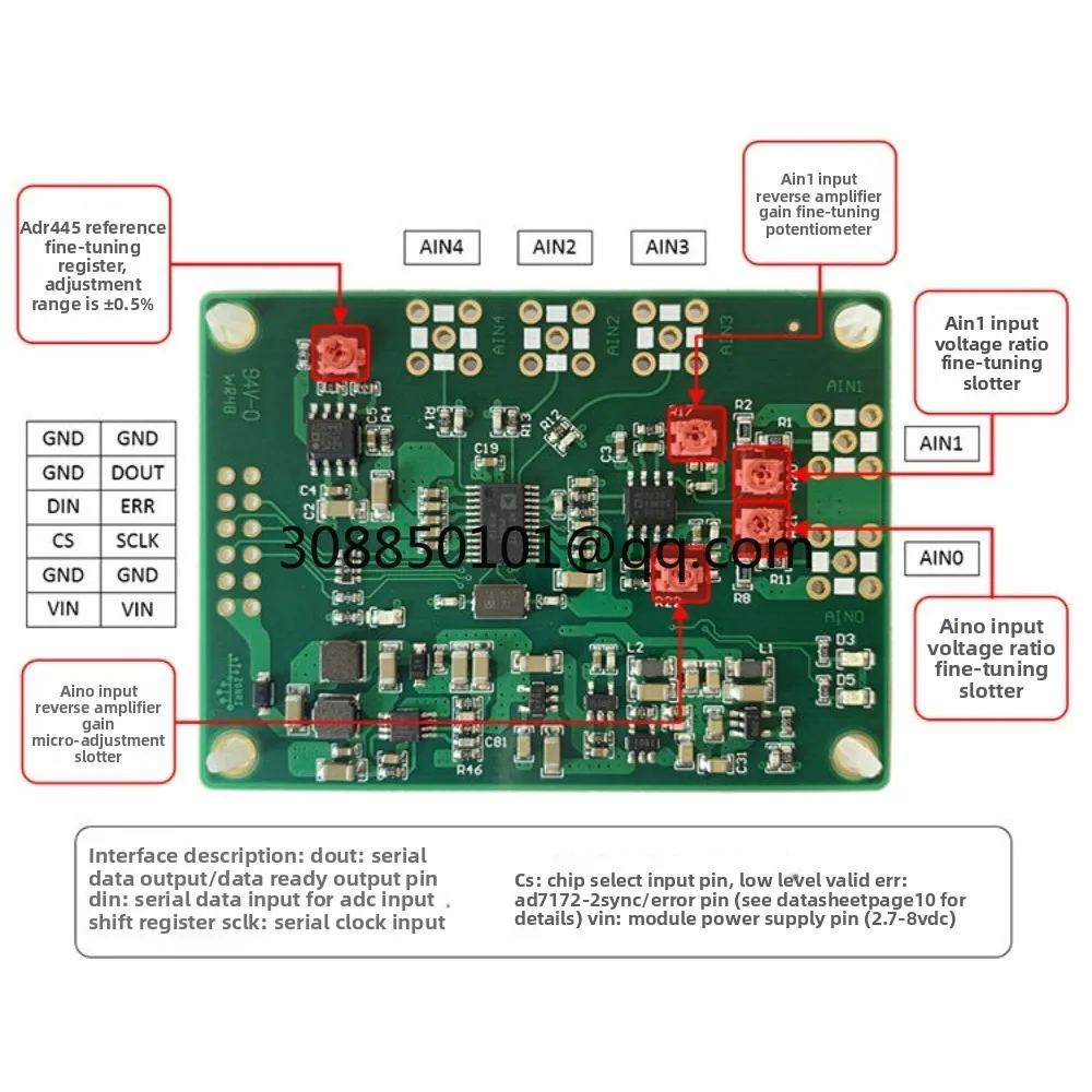 AD7177-2 10Ksps/24Bit/32Bit ADC module/differential bipolar input