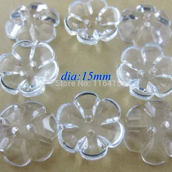 50pcs 15mm Transparent Garment loose buttons scrapbooking products  Flower Shape Resin Kid Button For Craft