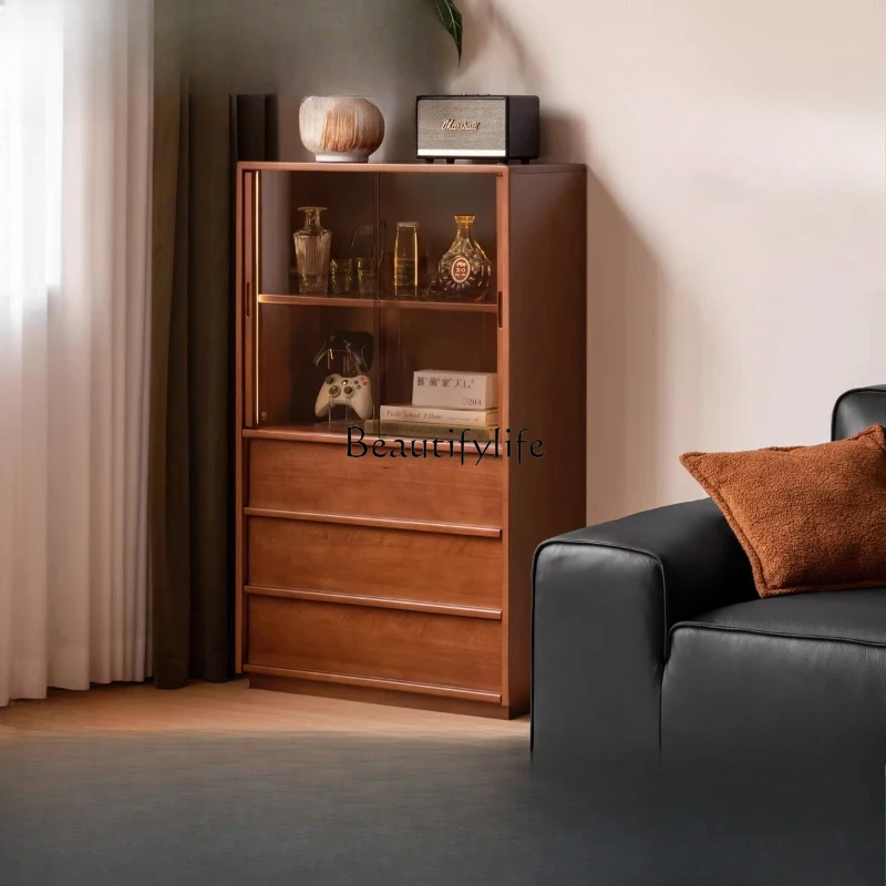 

**Solid wood side cabinet Living room antique household TV cabinet vertical cabinet