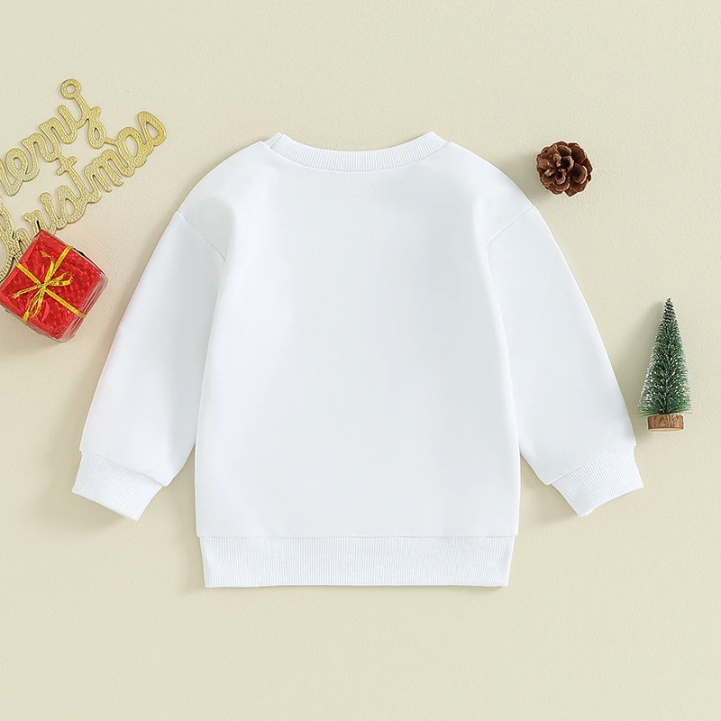 Children s Winter Sweatshirts Unisex Christmas Theme Crew Neck Long Sleeve Pullovers Kids Loose Fit Shirt with Festive Print