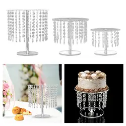 Round Cake Stand Fruit Decorating with Crystal Bling Pendants Candy Snack Tray Cake Pedestal for Event New Year Party Christmas