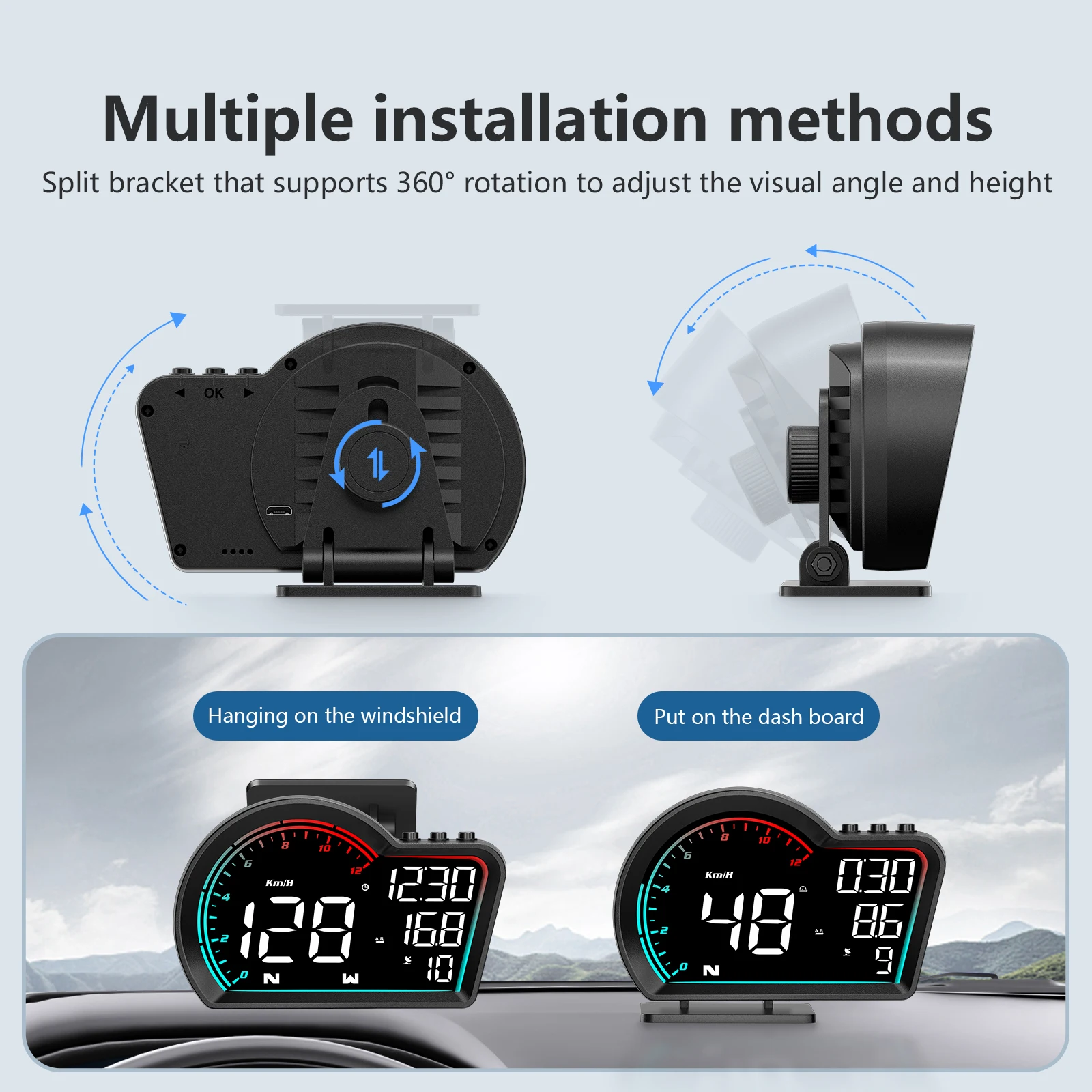 G16 Car HUD GPS Digital New Head Up Display tachimetro per auto chilometraggio contagiri orologio modello accessori per auto per auto universale