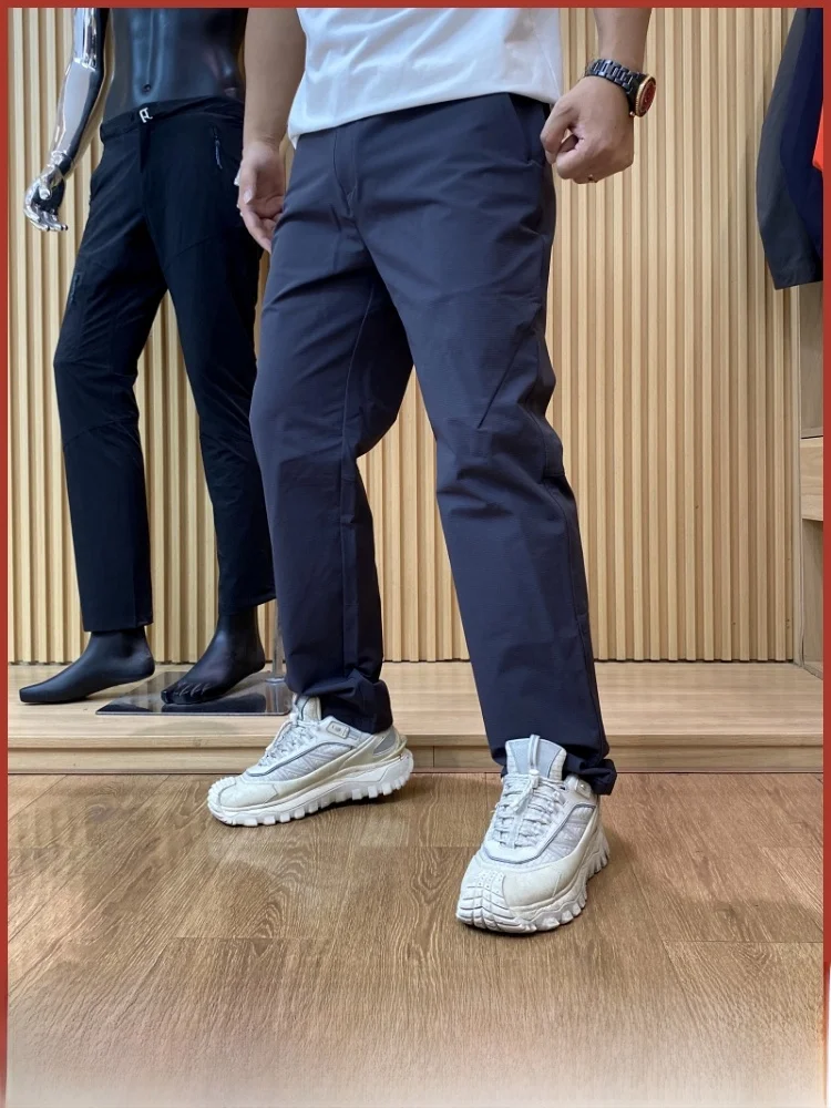 

Waterproof Outdoor Men's Casual Pants Elastic Sports Hiking Mountain Climbing Autumn Winter Straight Leg Zipper mid Waist