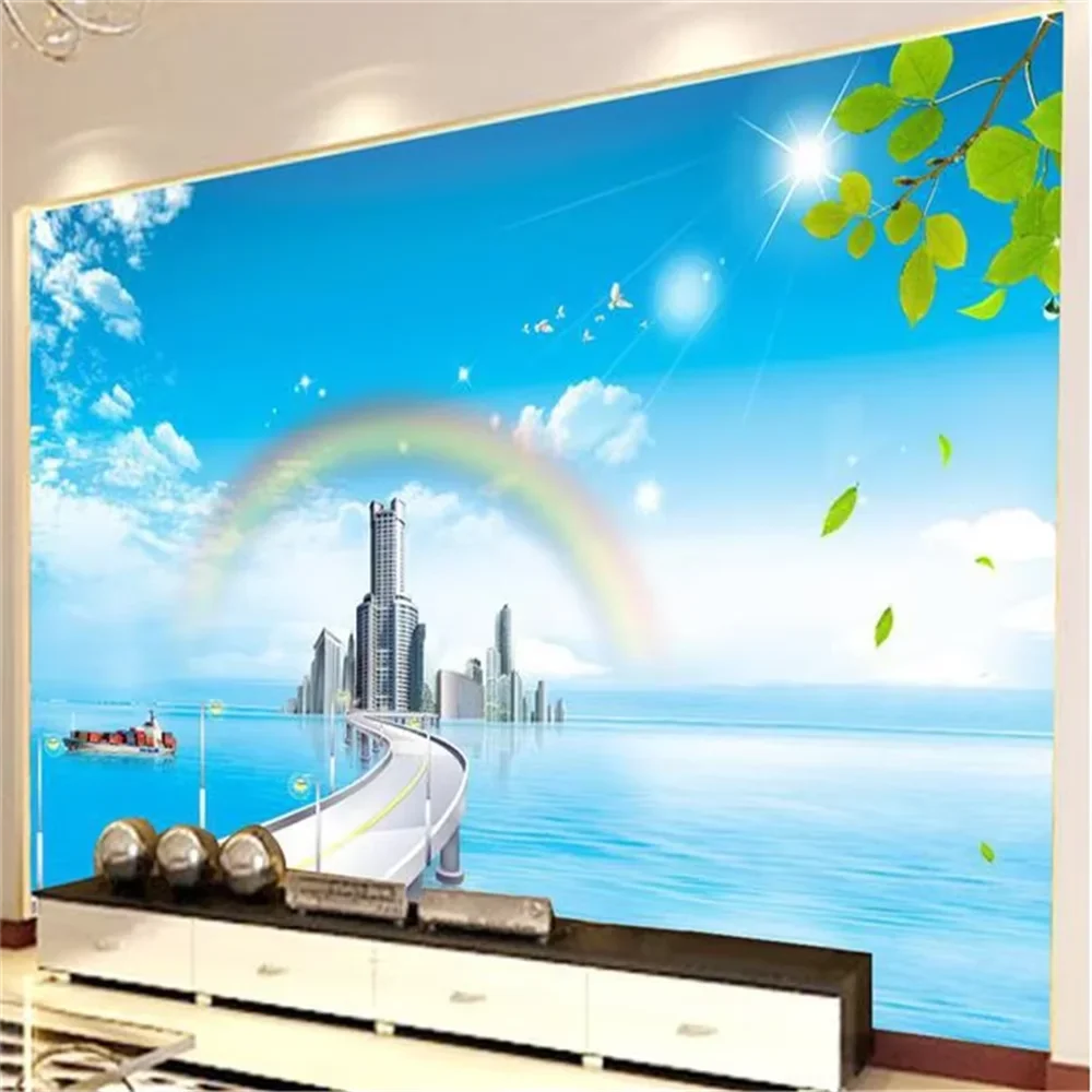 beibehang sea views murals Europe TV backdrop wallpaper for living room bedroom murals papel de parede 3D photo wall paper roll