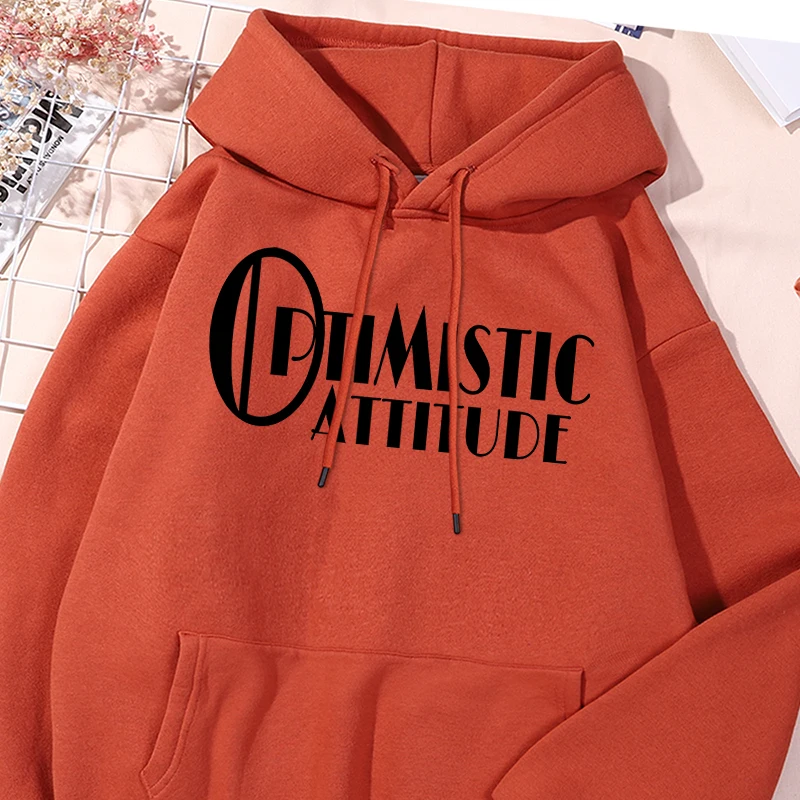 Optimistic Attitude Letter Printing Hoodies Mens Fashion Comfy Sweatshirt Unisex Loose Sportwear Streetwear Vintage Clothing