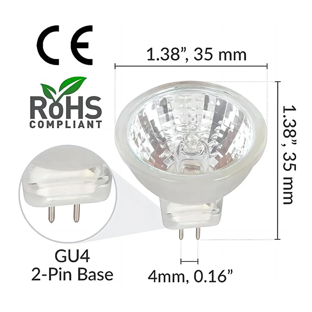 MR11 할로겐 전구 내구성 GU5.3 고출력 할로겐 전구, 조경 조명에 적합한 2 핀 GU4 베이스, 50W, 12V