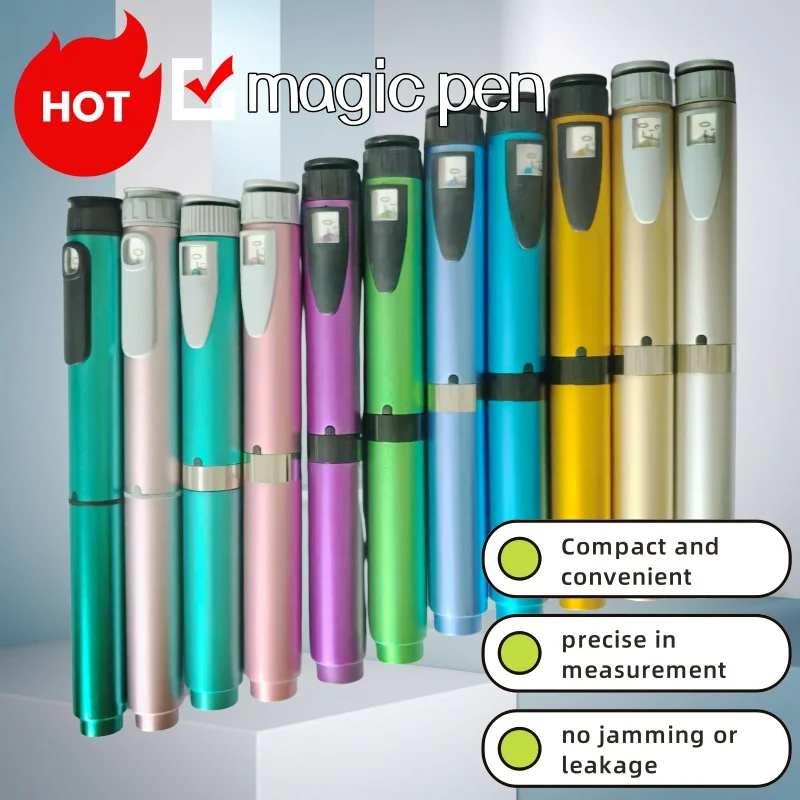 Reusable injection pens, magic pens, and wrinkle-removing pens are available in various colors