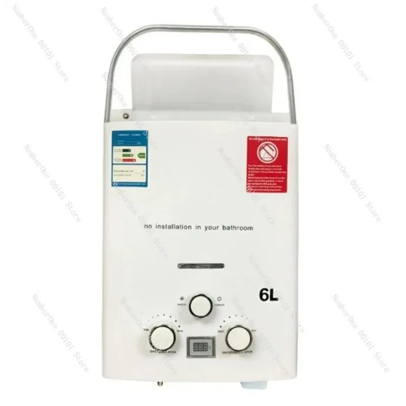 6L Portable Instant Hot Water Heater for Outdoor Camping Car Truck Tent, Propane Gas Shower with Bath Head for Travel