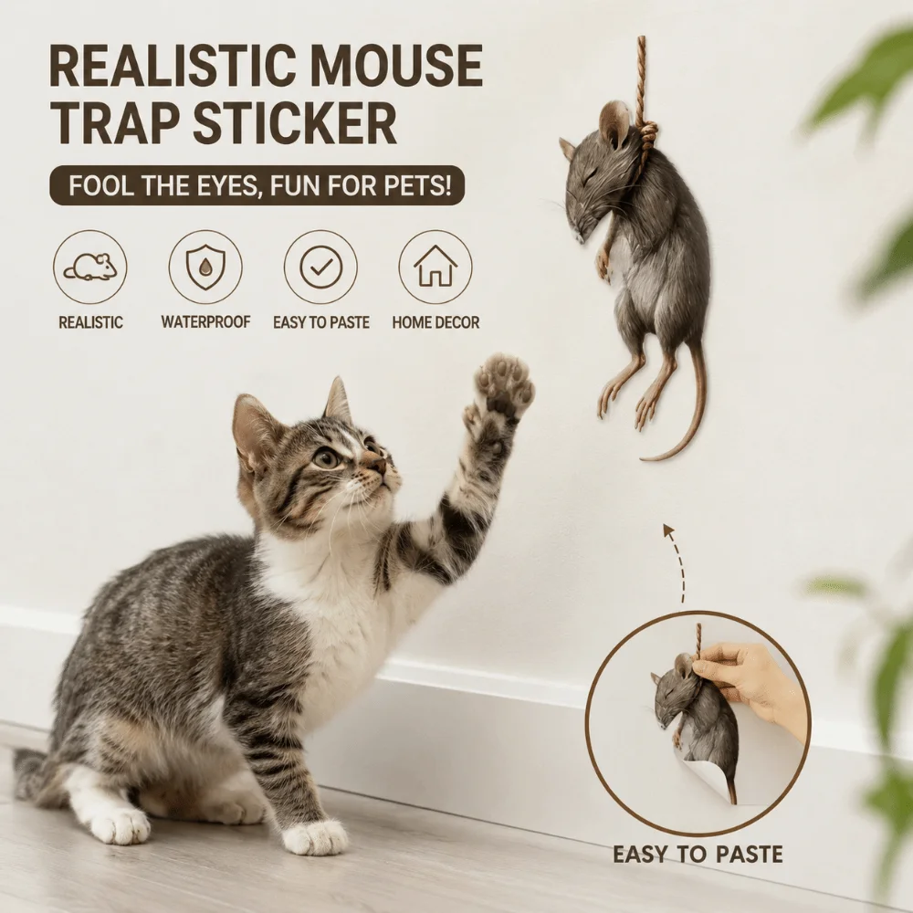 Hanging Mouse Refrigerator Stickers DIY Vinyl Waterproof Hanging Rat Wall Sticker Dining Room Decor Removable Wall Art Decals