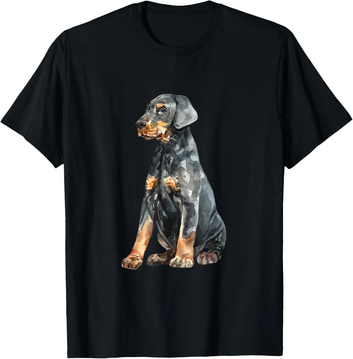 Watercolour Portrait Dobermann Pinscher Puppy for Dog Owners T-Shirt