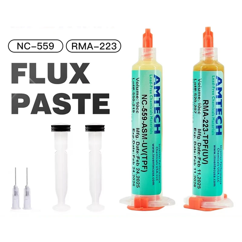 AMTECH NC559 RMA223 juego de pasta fundente grasa de soldadura para teléfono CPU Reballing bajo residuos sin limpieza herramientas de reparación de flujo de soldadura