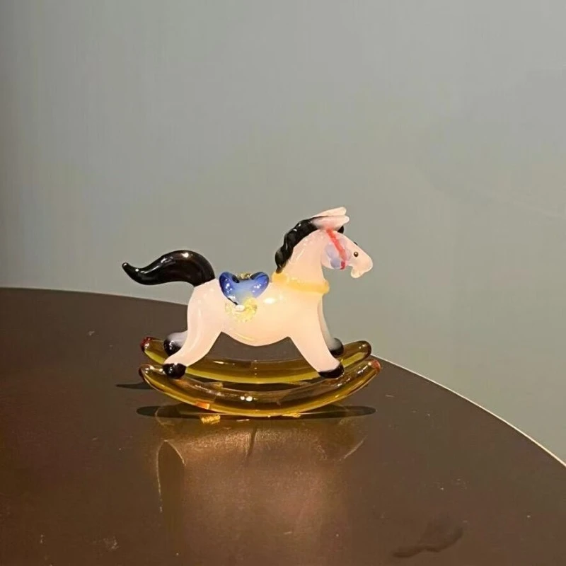 New Year's glazed horse ornament,intangible cultural heritage pure handmade decoration rocking horse,home desktop decor gifts
