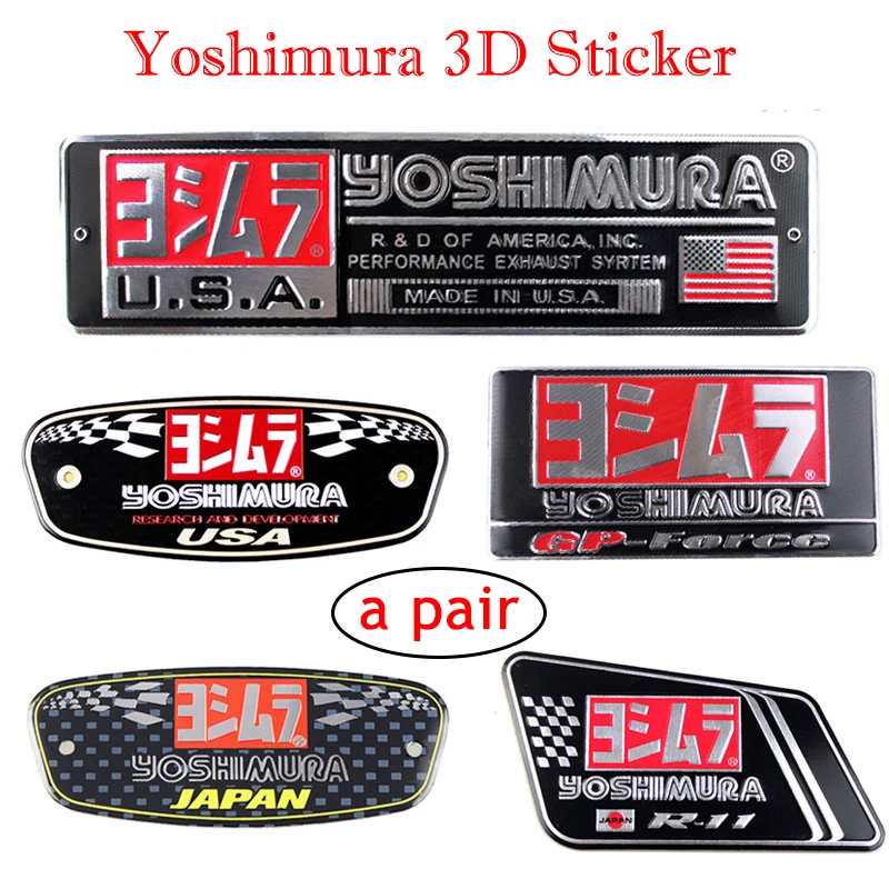 2PCS/Lot Aluminium Motorcycle Exhaust Pipes Decal Sticker Cool Personality For Yoshimura USA Japan Stickers Decal For Honda