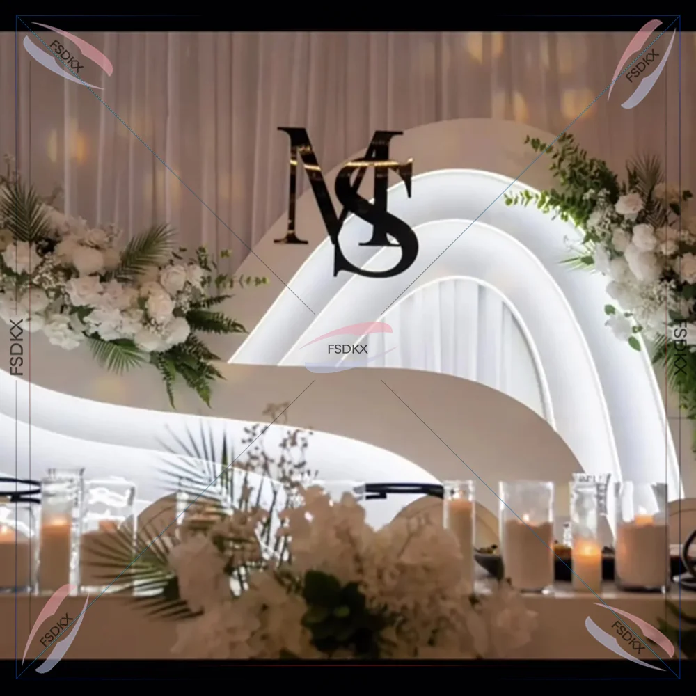 Creative Design 3D PVC Layered White Wave Backdrop Wall Ripple  Backdrop Arch Stand For Wedding