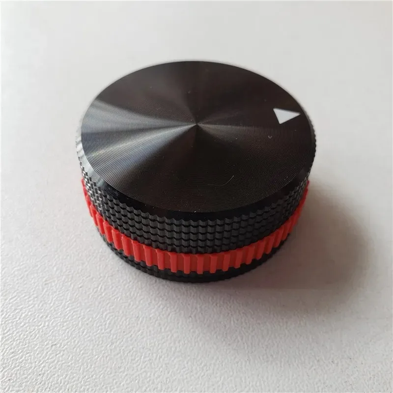 2pcs Aluminum Alloy Knob Black Lattice Potentiometer Rubber RingTriangle 40*18mm Slotted Encoder Amplifier Volume Switch Button