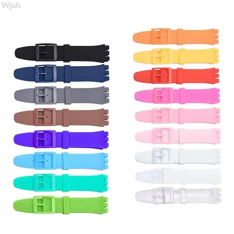 12mm 16mm 17mm 19mm 20mm Silicone Strap for Swatch Watch Band Colorful Rubber Sport Replacement Wrist Bracelet Accessories