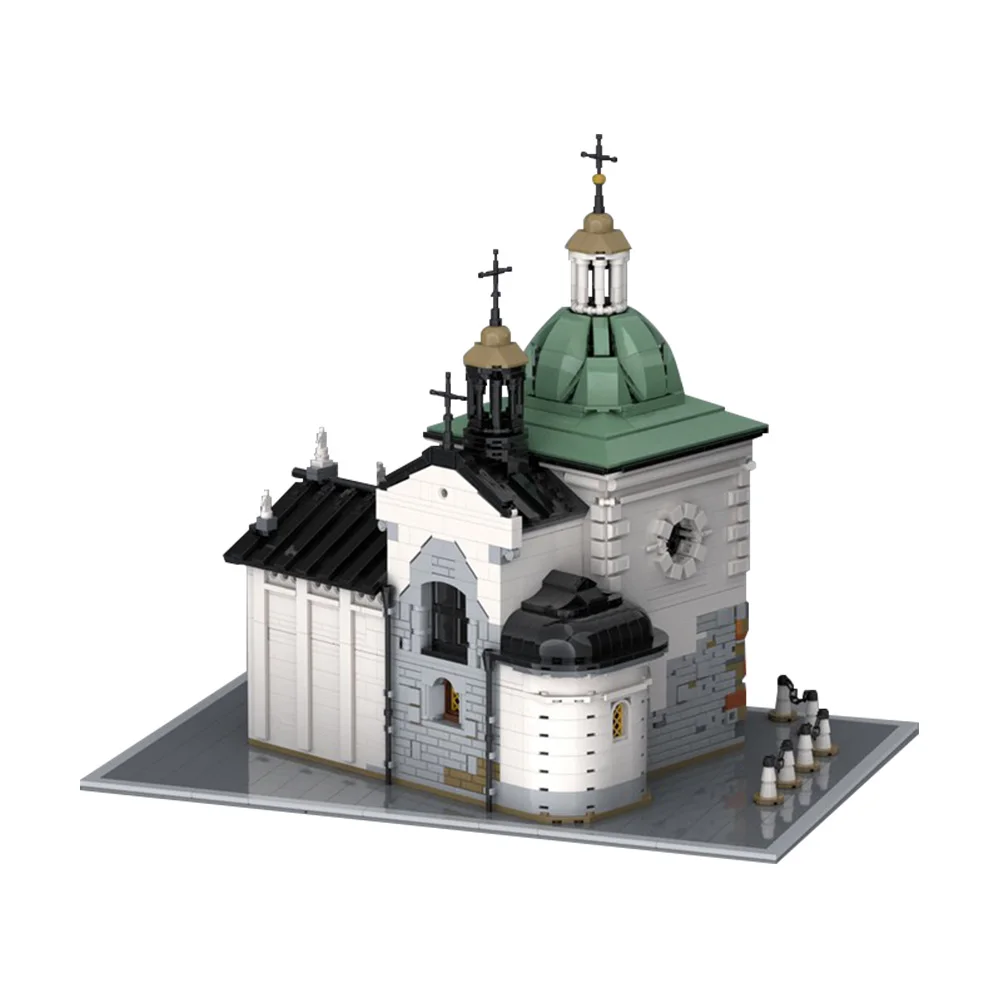 Gobricks Adalberts Kirche Bausteine Modell Weißer Palast Ziegel Klassische Architektur Street View DIY Zusammengebautes Spielzeug Kind Geschenk