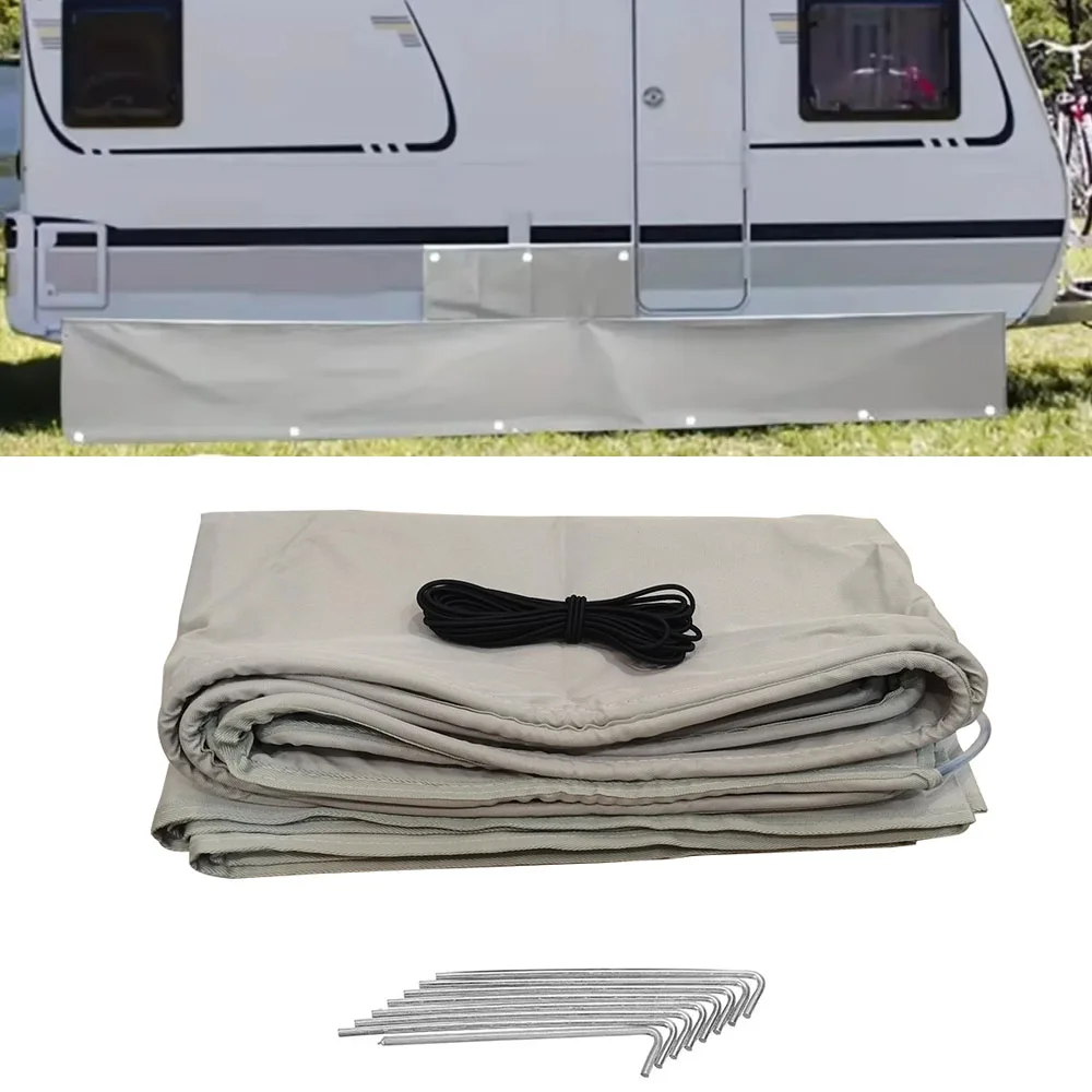 Caravan Awning Draught Skirt Kit 7m LengthX50cm Deep with Wheel Arch Covers & Suckers Draft Campervan Dust Wind Rain Protection