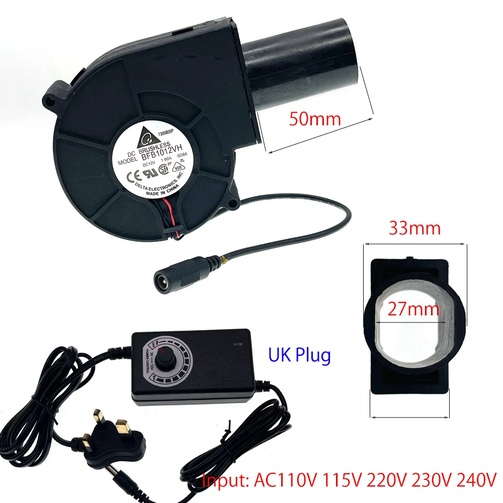 for Delta BFB1012VH  9733 Turbo Centrifugal Fan Blower 12V 1.80A High Speed with Variable Speed Controller for DIY Cooling