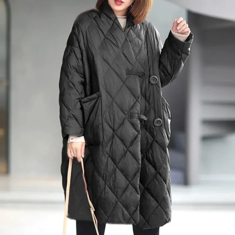 2024 New Winter Women Long Jacket Warm Lady Lightweight Coat Oversized Puffer Parkas Wadded Down Jackets Windproof Outerwear