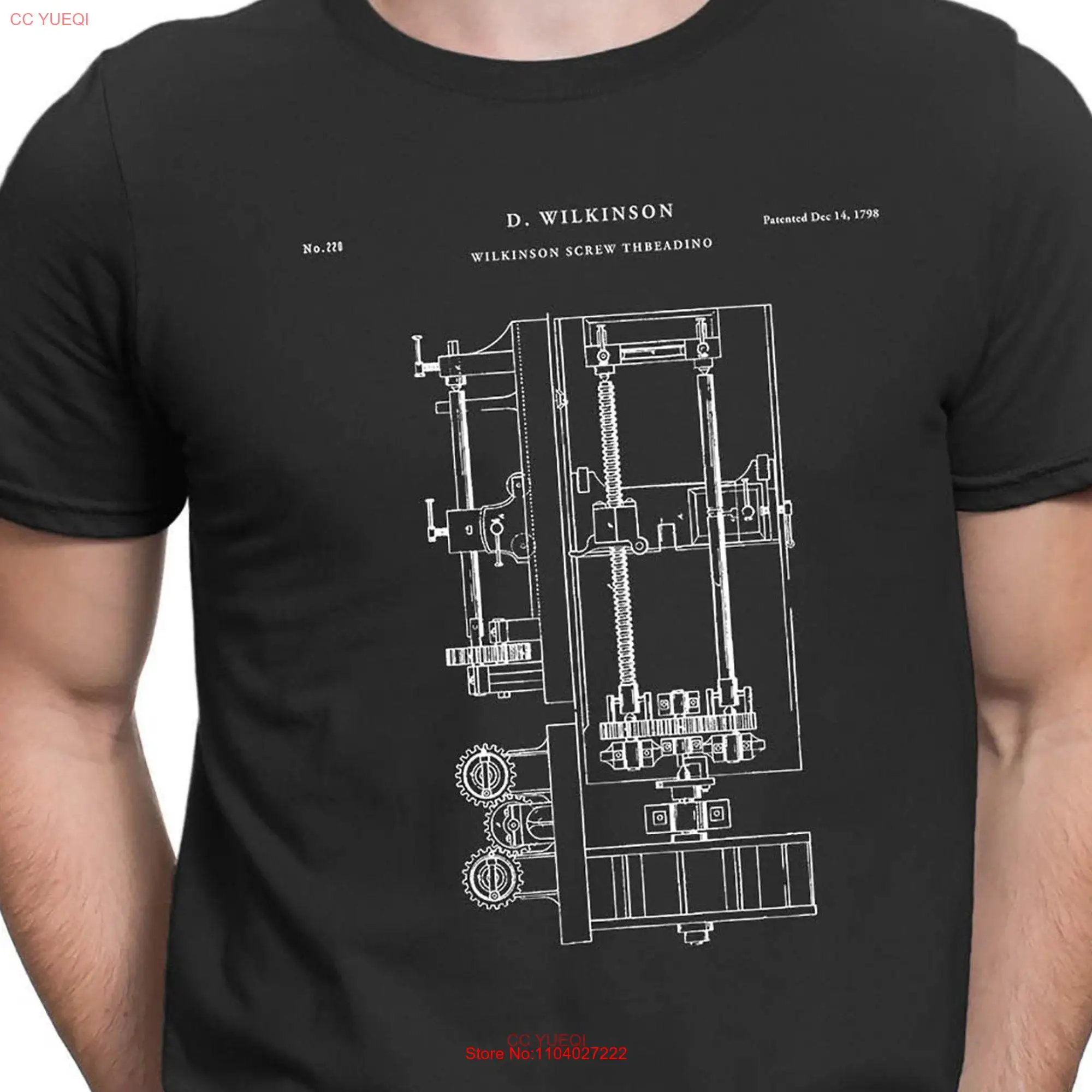 Schraub drehmaschine Patent druck Kunst 1798 T-Shirt Maschinist Werkstatt ingenieur pt430 lange oder kurze Ärmel