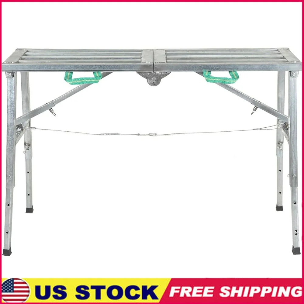 Adjustable Folding Work Platform Ladder Aluminum Scaffolding Step Ladder Max Load 200KG Portable Durable Bench Working