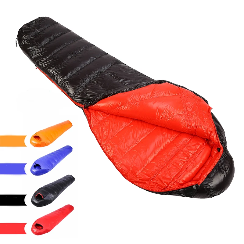 

Customized Goose Down Mummy Style Outdoor Camping Sleeping Bag Ultralight 400-2500g Drawstring Winter Hiking Bag for Adults