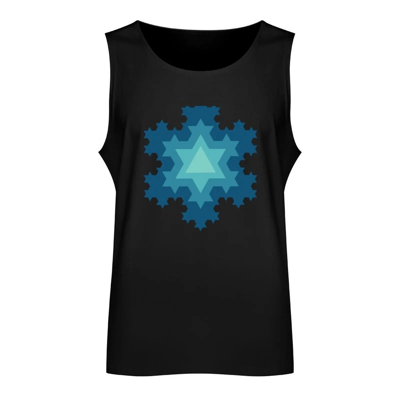 Koch Snowflake Fractal - Blue Tank Top anime gym clothes man fitness gym shirt men gym Men's t-shirts