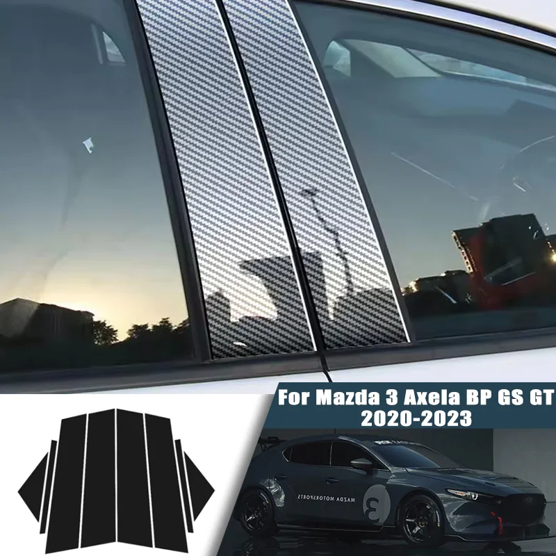 

Glossy Black Carbon Fiber Window Door Deal B C Pillar Post Cover Sticker For Mazda 3 Axela BP GS GT 2020-2023 2021 2022