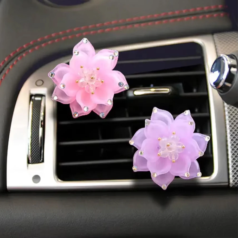 Car Air Freshener Crystal Lotus Flower Perfume Car-styling Natural Smell Air Conditioner Outlet Clip Fragrance Auto Accessories