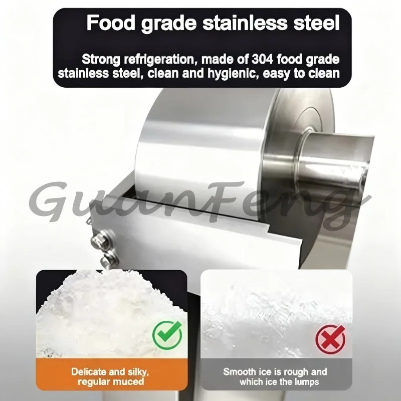 Fully Automatic 80Kg/day, Snowflake Shaving Machine, Snowflake Ice Cream Maker for Beverage Shops and Snack Bars