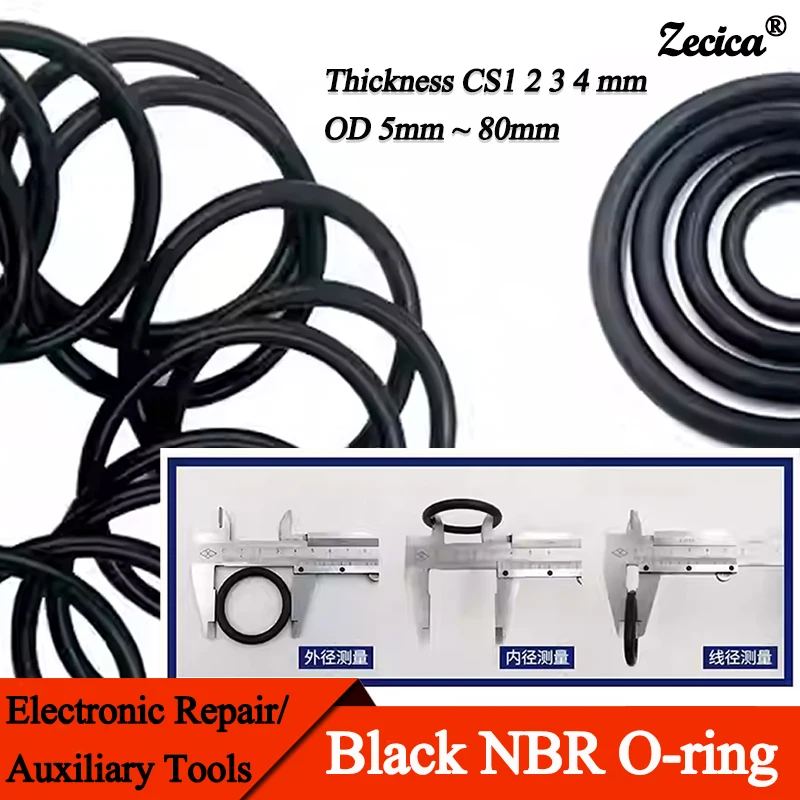 

Thickness CS1 2 3 4 mm OD 5~80mm Black NBR O-ring Nitrile Butadiene Rubber High Temperature Resistant O Ring Sealing Gasket