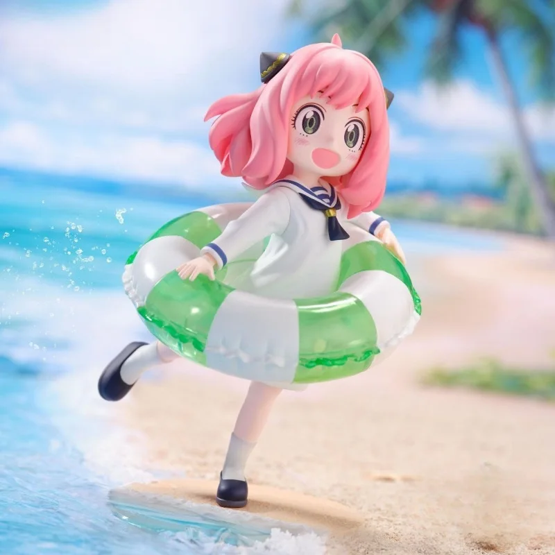 Spy × Family Anime Figure Gk Anya Forger Summer Swimming Circle Beach Kawaii Doll Model Desktop Decoration Statue Kids Toy Gifts