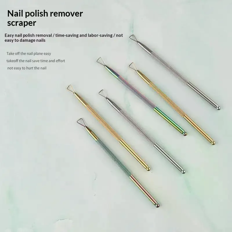 Holographic Stainless Steel Nail Remover Gel Scraper Cuticle Pusher For Home Salon Use