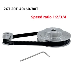 GT2 Timing Belt Pulley 20teeth 2GT 40T 60T 80 Teeth Bore 5/8mm Reduction1:2:3:4 Belt Width 6mm Synchronous Wheels for 3D printer