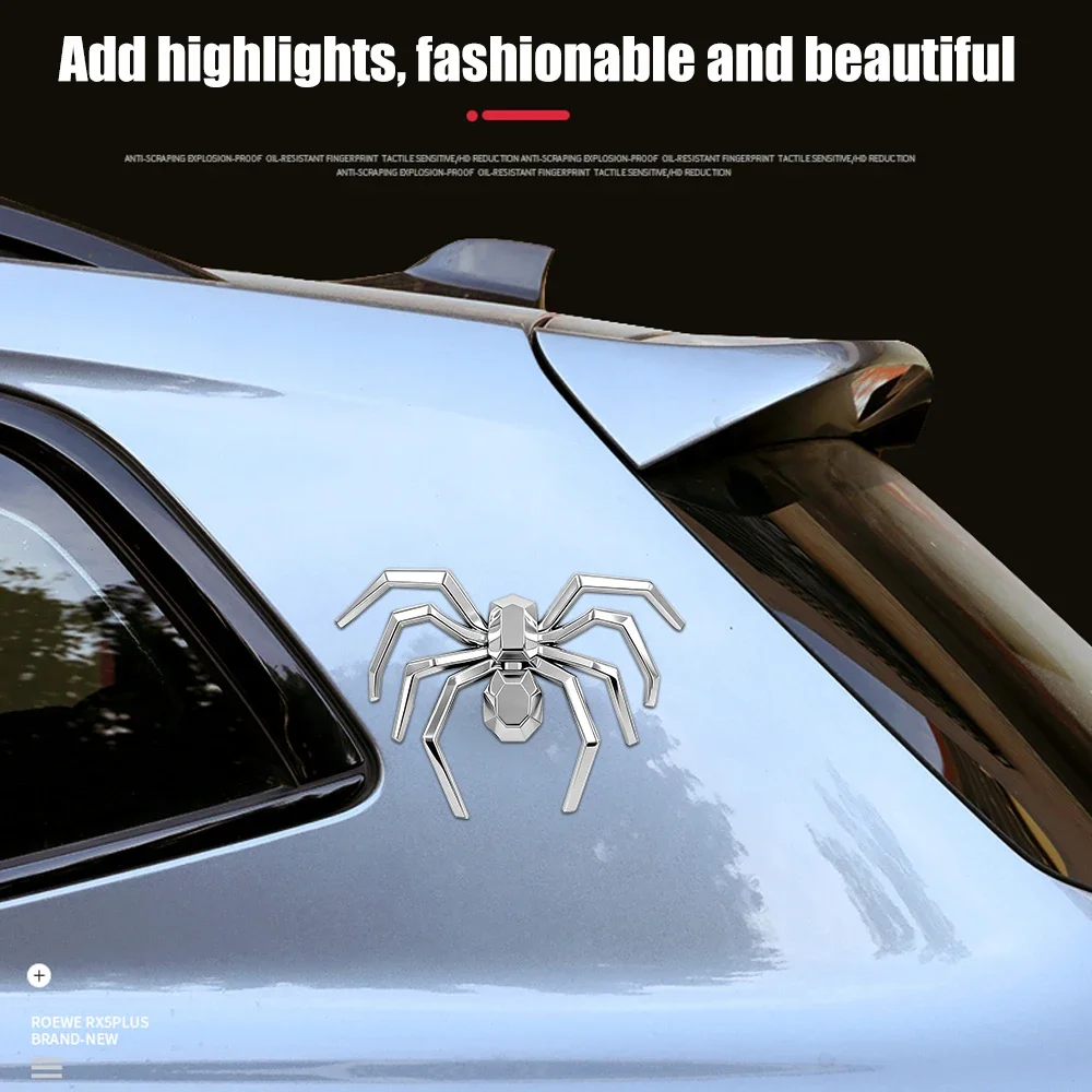 1/2/5/10/20Pcs 3D Spider Shaped Auto Emblem Decal, Chrome Plated Stereo Car Sticker, No Damage Paint Adhesive Badge, Decorative
