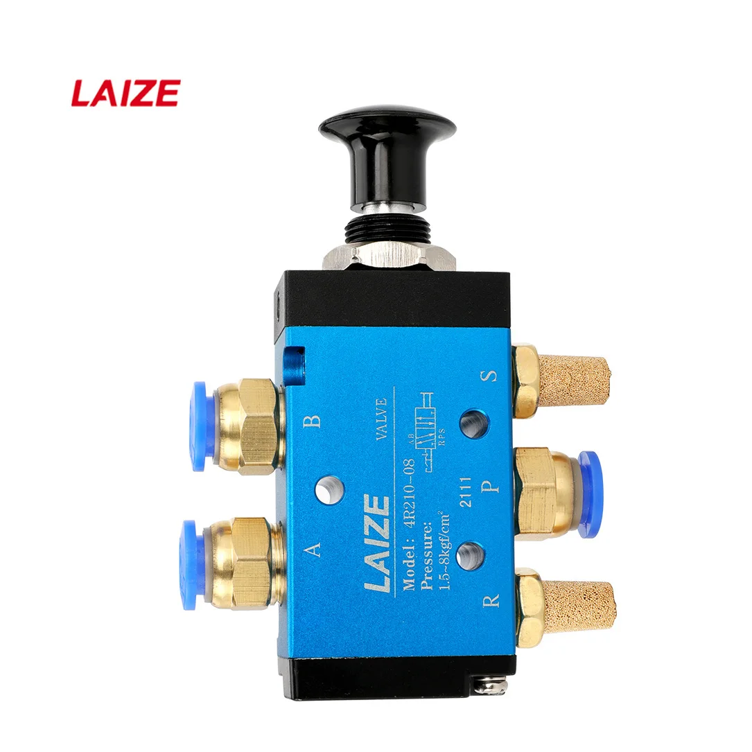 LAIZE 3/2 5/2 Way Pneumatic Air Hand Lever Operated Valve Manual Control 2 Position 3 5 Port Push-Pull 3R210-08 4R210-08