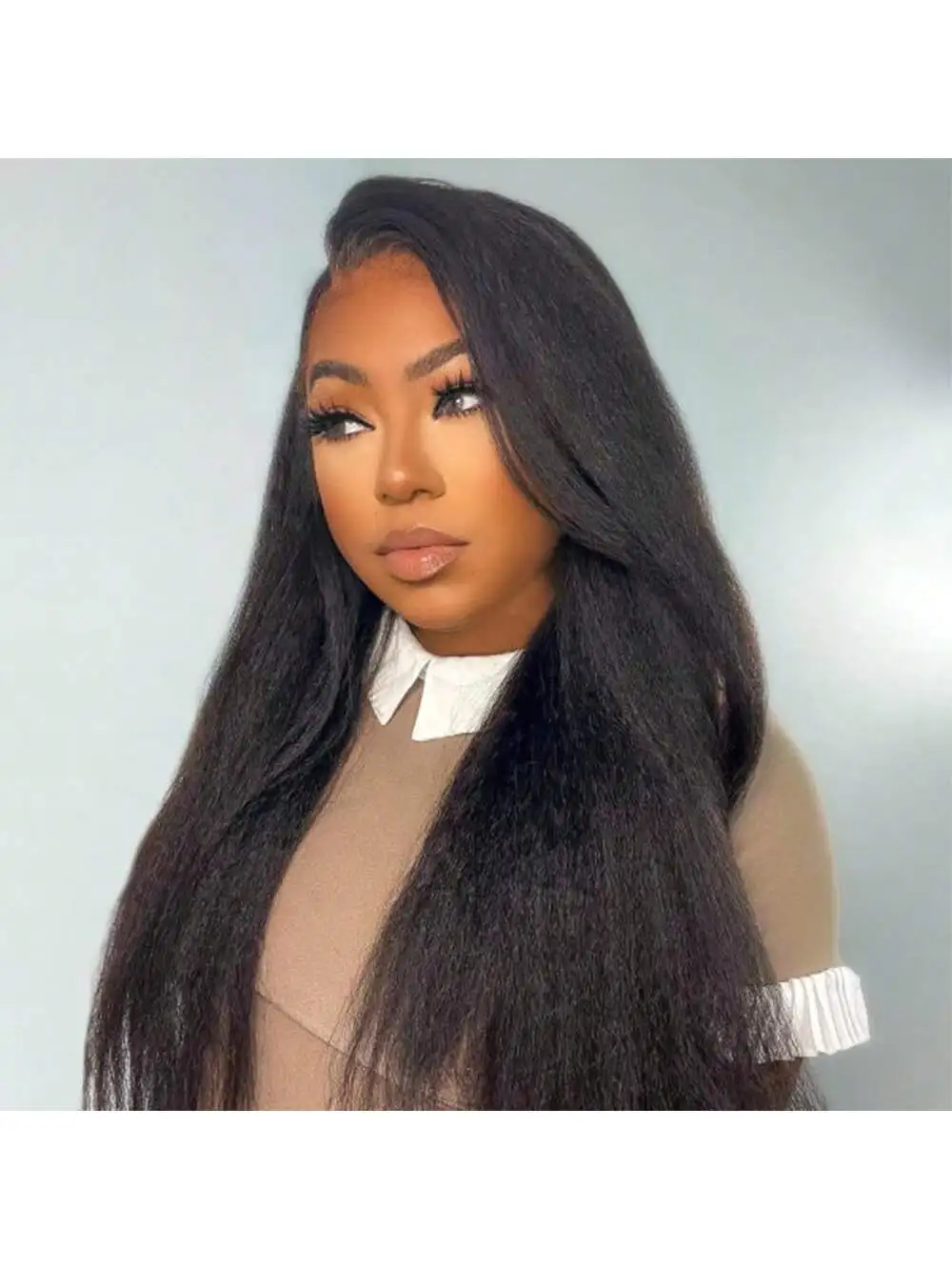 

Накладные парики из натуральных волос Kinky Straight с HD-кружевом 13x4, предварительно выщипанные и нарезанные, плотность 250%