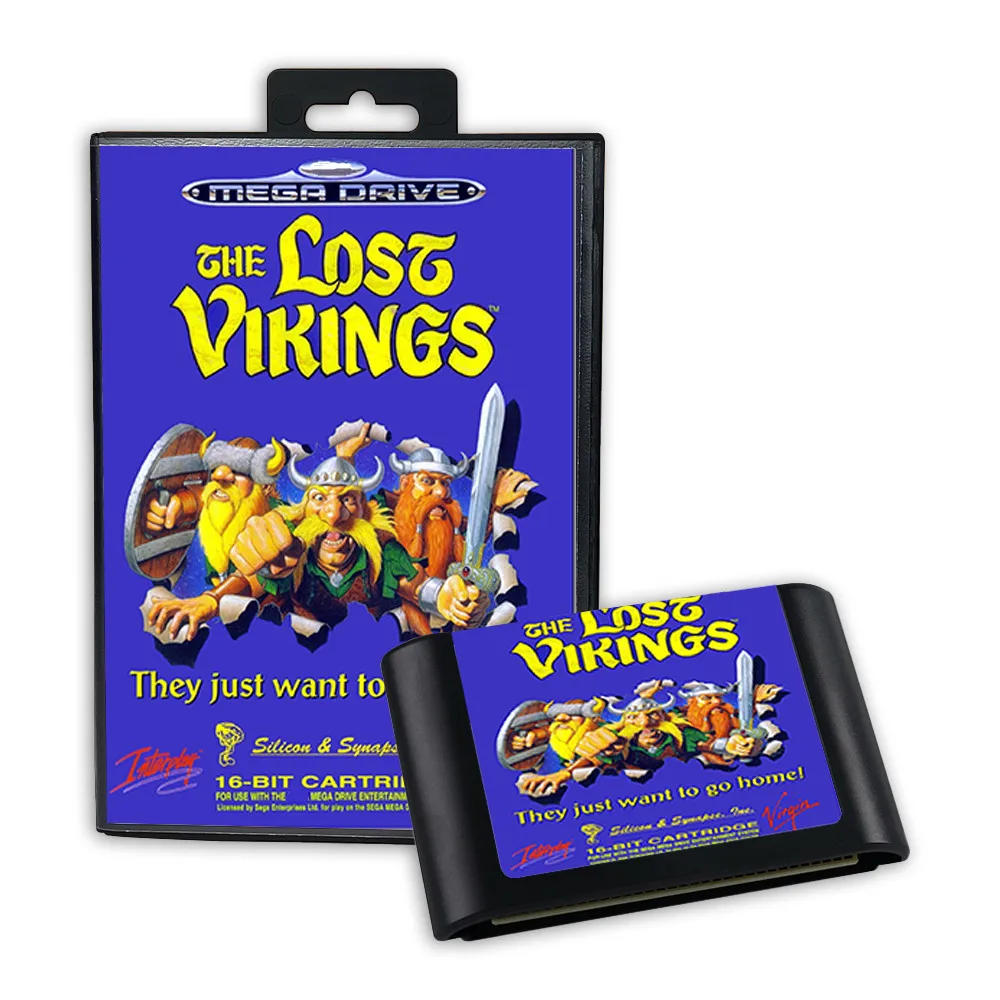 Lost Vikings,The EUR Cover Game for SEGA MD Mega Drive Genesis Consoles Game Cartridge Box Manual