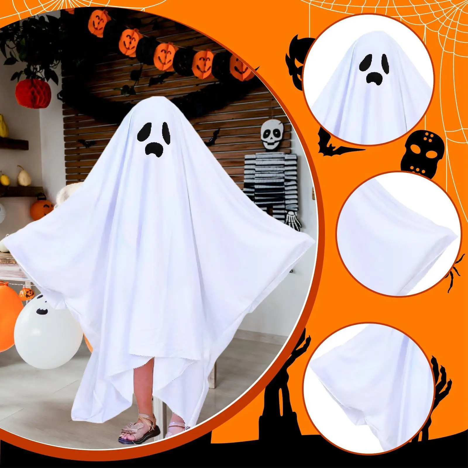Halloween Ghost Costume for Kids Accessories for Boys and Girls Cosplay Outfit