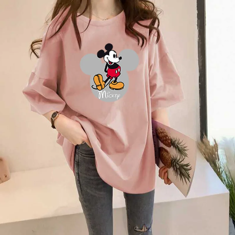 Fashion T-shirt Mickey Mouse Pattern Cartoon Women’s Summer Short-sleeved Loose Large Size Thin Section Half-sleeved T-shirt