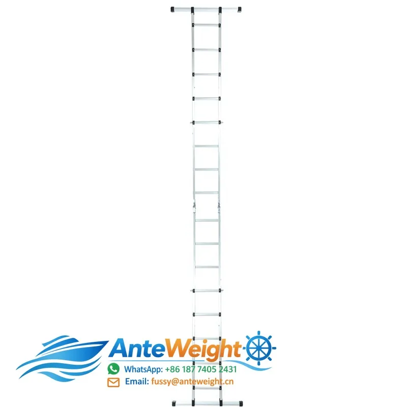 Triple Roofing Tools Sliding Hook Bookshelf Outrigger Extendable Boat Attic Multi Purpose Aluminum Folding Step Ladder