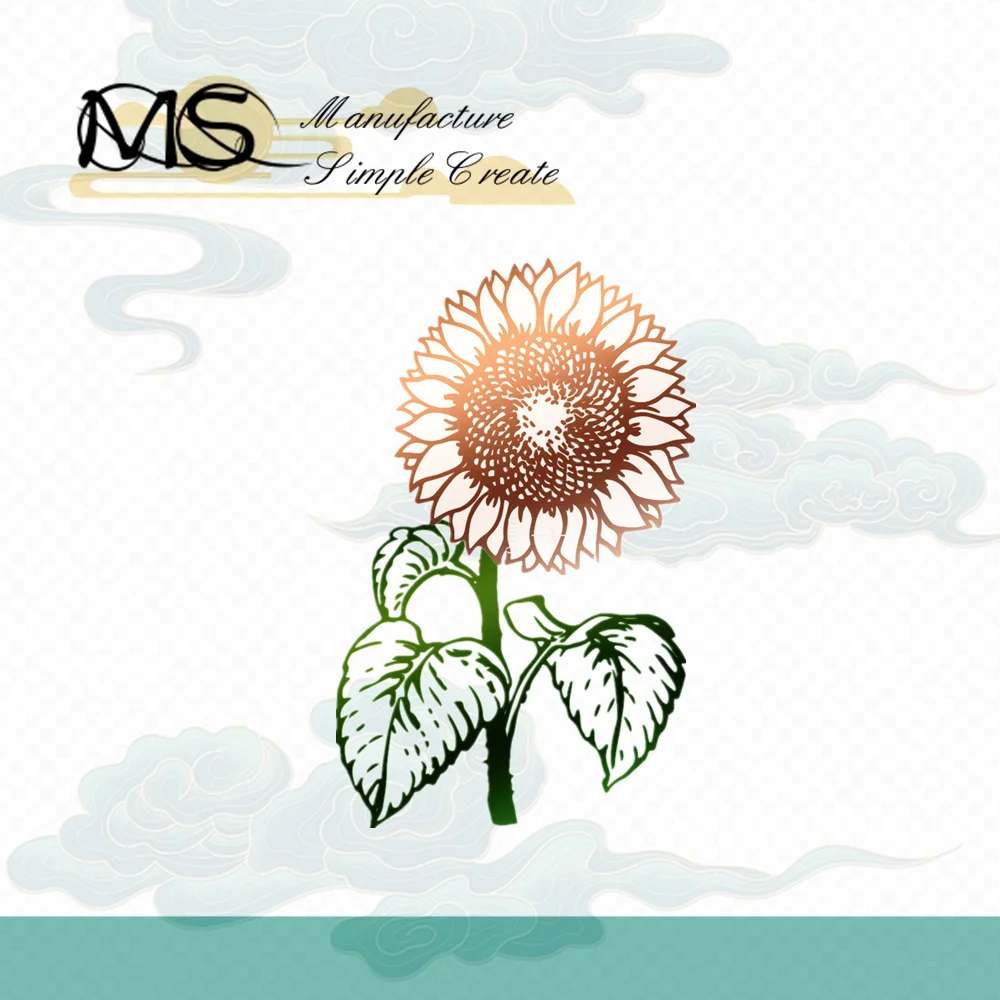 Summer Sunflower Hot Foil Plate Lightning Birthday Lucky Christmas Frames Card Craft Metal Cutting Die Scrapbooking No Embossing