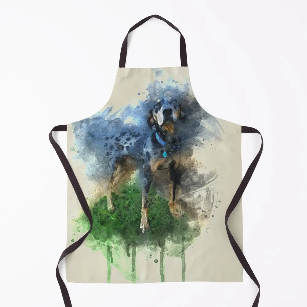 

Blue Leopard Catahoula Dog in Watercolor Apron Sexy Kitchen Handle For Women Apron