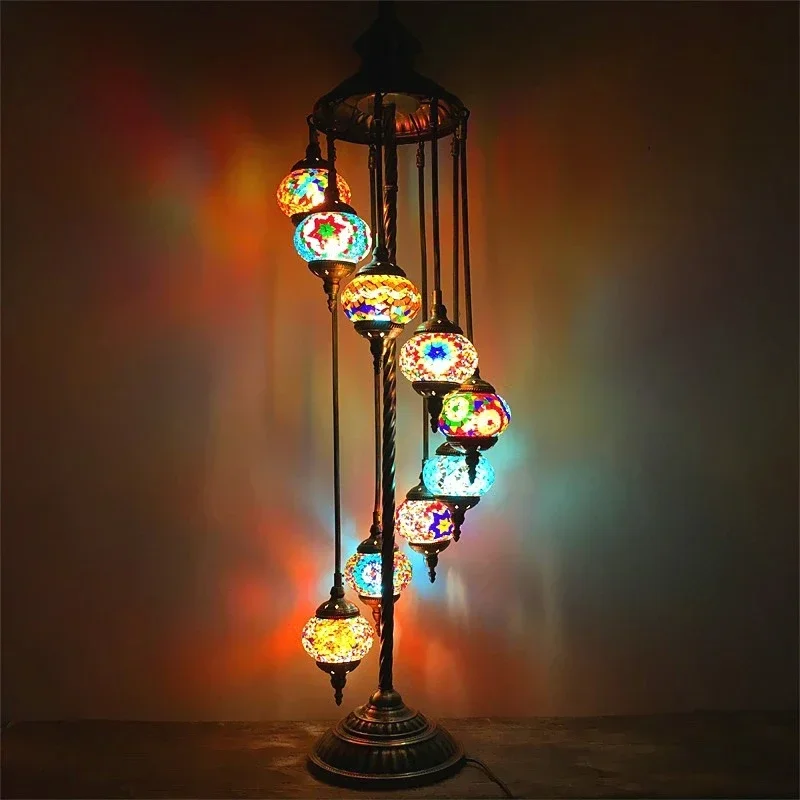 

Mediterranean Popular Retro Lamp Living Room Bedroom Romantic Exotic Ethnic Style T Rkiye Glass Atmosphere Floor Lamp