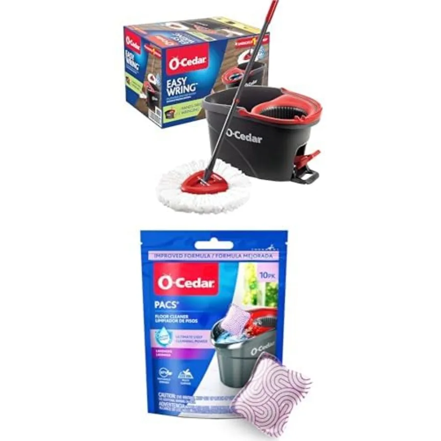 

EasyWring вращающаяся швабра из микрофибры и ведро для чистки пола, комплект с PACS, очиститель для твердых полов, лаванда, 10 шт.