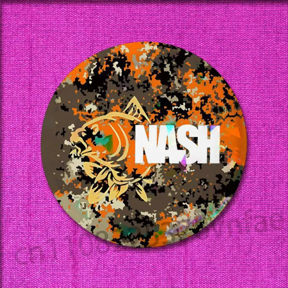 Camouflage Fish Fishing N-NASH Badge For 75mm 25mm 44mm 32mm 58mm Round Pin Brooch Insignia Shell Adornment