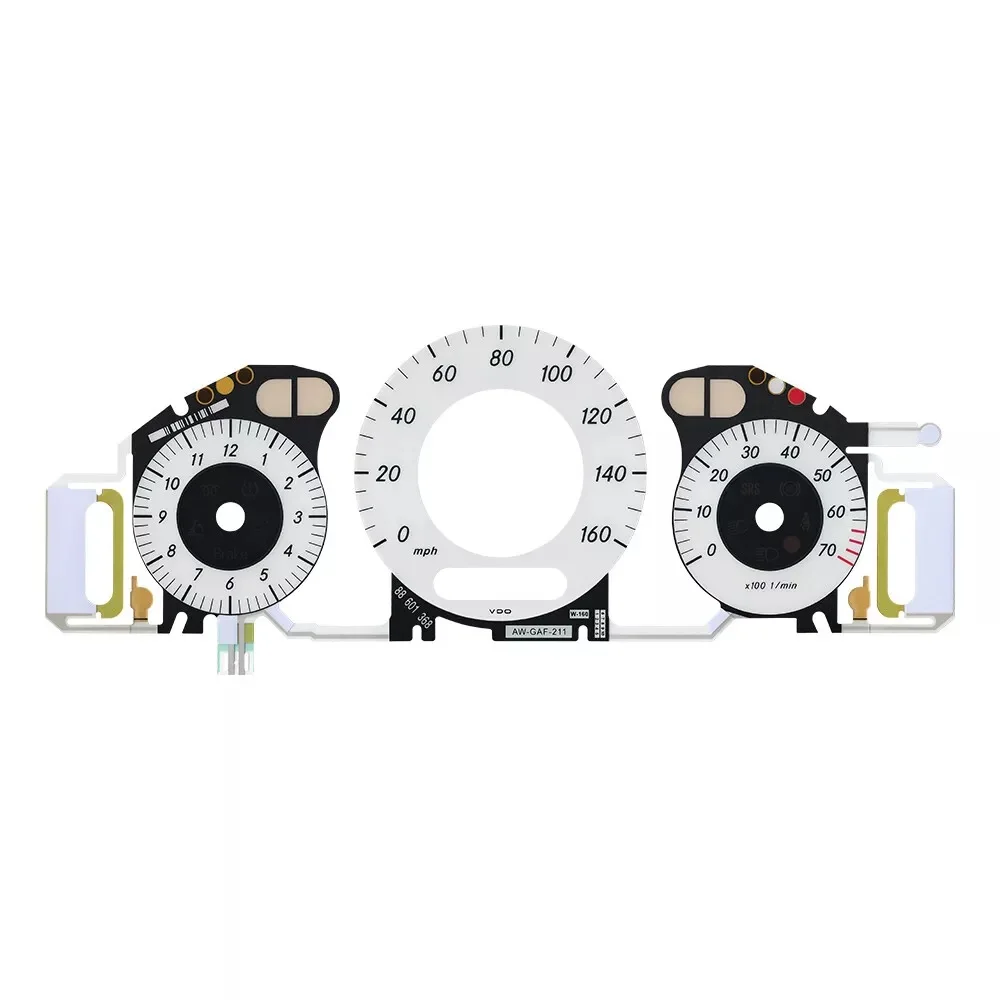 160MPH Weiß-Schwarzes Zifferblatt mit EL-Kaltlicht-Overlay für Mercedes W211 E320 E350 E500 E55 E63 W209 C219 Instrumentencluster – Detail 5